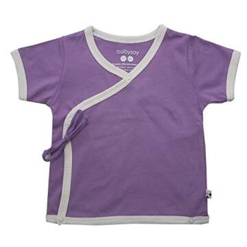 Babysoy Baby Short Sleeve Kimono Tee (0-3 Months, Wineberry)