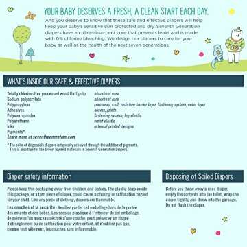 Seventh Generation Baby Diapers for Sensitive Skin, Animal Prints, Size 6, 20 Count