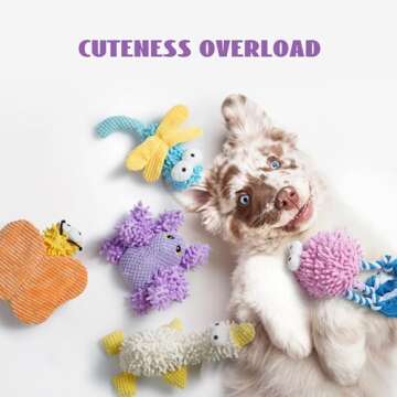 Nocciola Small Medium Dog Toys, Soft Squeaky Crinkle Plush Stuffed Durable Pet Teething Chew Toys fo...