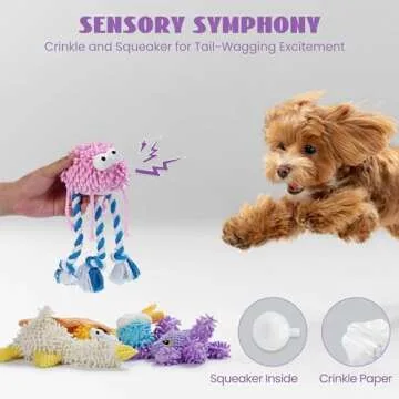 Nocciola Small Medium Dog Toys, Soft Squeaky Crinkle Plush Stuffed Durable Pet Teething Chew Toys for Medium Small Puppy, Cute Accessories Girl Dogs Valentines Day Gifts 5 Packs