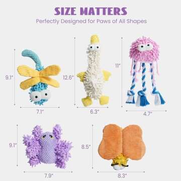 Nocciola Small Medium Dog Toys, Soft Squeaky Crinkle Plush Stuffed Durable Pet Teething Chew Toys for Medium Small Puppy, Cute Accessories Girl Dogs Valentines Day Gifts 5 Packs