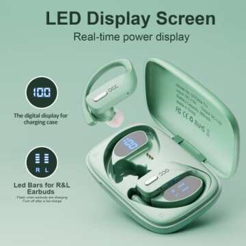 occiam Wireless Earbuds 48H Playback Waterproof for Sports