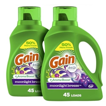 Gain + Aroma Boost Laundry Detergent Liquid Soap, Moonlight Breeze Scent, 45 Loads, 65 Fl Oz, (Pack ...