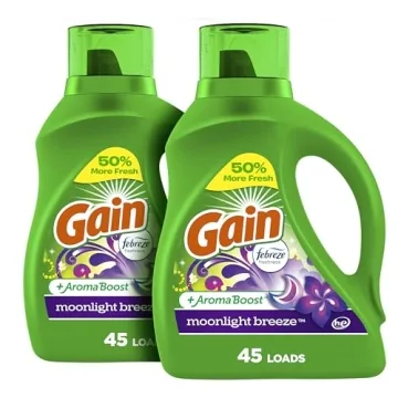 Gain + Aroma Boost Laundry Detergent Liquid Soap, Moonlight Breeze Scent, 45 Loads, 65 Fl Oz, (Pack ...