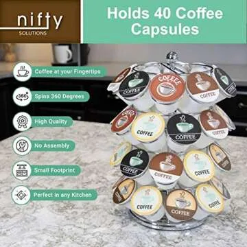 Stylish Nifty K Cup Holder for 40 Pods - Spins 360-Degrees