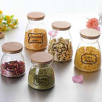 Nardo Visgo Clear Sticker Labels with Black Border for Jars,Free Black Marker,Decorative Transparent Removable Waterproof Name Tags for Storage Bins,Glass Bottles,Food Container or Craft,138pcs