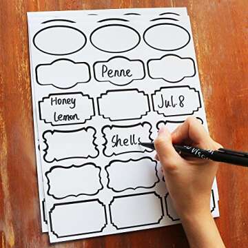 Nardo Visgo Clear Sticker Labels with Black Border for Jars,Free Black Marker,Decorative Transparent Removable Waterproof Name Tags for Storage Bins,Glass Bottles,Food Container or Craft,138pcs