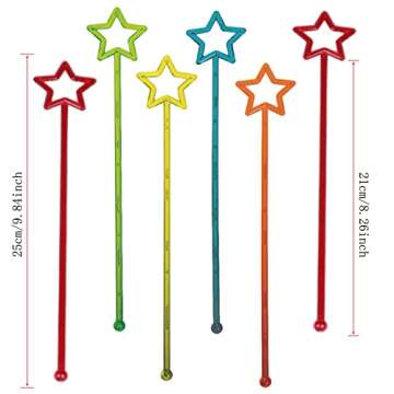 Star Head Stirrer Disposible Plastic Round Top Crystal Swizzle Sticks,Crystal Cake Pops, Cocktail Co...