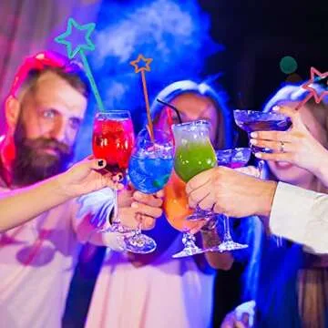 Star Head Stirrer Disposible Plastic Round Top Crystal Swizzle Sticks,Crystal Cake Pops, Cocktail Coffee Drink Stirrers 30 Pieces(Multicolor)