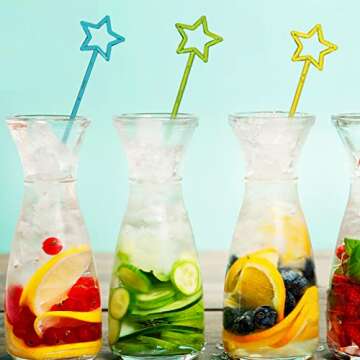 Star Head Stirrer Disposible Plastic Round Top Crystal Swizzle Sticks,Crystal Cake Pops, Cocktail Coffee Drink Stirrers 30 Pieces(Multicolor)