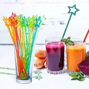Star Head Stirrer Disposible Plastic Round Top Crystal Swizzle Sticks,Crystal Cake Pops, Cocktail Coffee Drink Stirrers 30 Pieces(Multicolor)