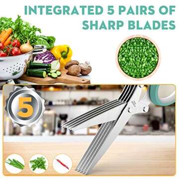 Updated 2024 Herb Scissors Set - Cool Kitchen Gadgets for Cutting Fresh Garden Herbs - Herb Cutter S...