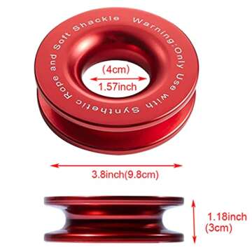 NETTRY Recovery Ring, Snatch Ring 45000 LBS, Winch Snatch Recovery Ring for Soft Shackle ATV UTV SUV Truck Vehicle (Red Snatch Ring,1 Pack)