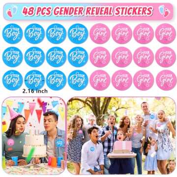 107 PCS Gender Reveal Party Favors with Mom Dad to Be Pins Team Boy Girl Stickers Bracelets Photo Prop Baby Gender Reveal Games Gender Reveal Ideas Gender Reveal Party Supplies Decorations