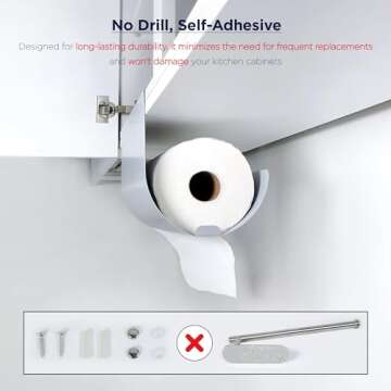 Dogorow Paper Towel Holder - Under Cabinet Paper Towel Holder for Kitchen, Bathroom - One Hand Opera...