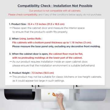 Dogorow Paper Towel Holder - Under Cabinet Paper Towel Holder for Kitchen, Bathroom - One Hand Operation, Space Saving Design - Paper Towel Rack, Self-Adhesive, No Drill Mounting (Gray)