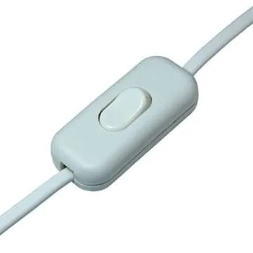 YCSSSD Inline Cord Switch Electrical Light Lamp Parts Power Replacement Dimmer Repair AC 250V 6A On/Off Control Appliance for Table Lamp Desk Bed Led Lights. (2 Pack) White