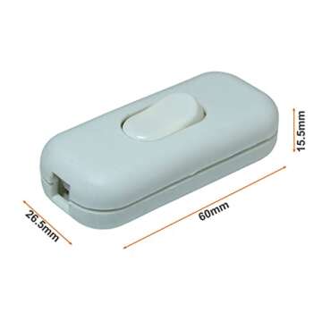 YCSSSD Inline Cord Switch Electrical Light Lamp Parts Power Replacement Dimmer Repair AC 250V 6A On/Off Control Appliance for Table Lamp Desk Bed Led Lights. (2 Pack) White