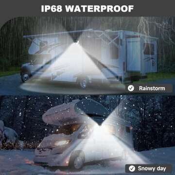 EJYTRVT Solar RV Porch Light - Magnetic Installation, Motion Activated Sensor Light, Camper Exterior LED Lighting, RV Awning Lights for RVs, Trailers, Campers, 5th Wheels, 2 Pack