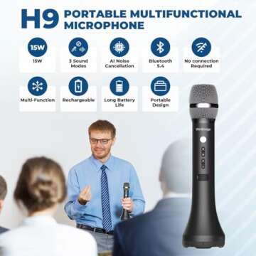 Bluetooth Microphone Wireless Voice Amplifier for Teaching, Singing, and Karaoke