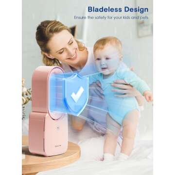 let'me Desk Fan, 11.8 Inch Bladeless Fan Mini Office Fan 4 Speeds with 5-Colors Ambient Light, USB T...