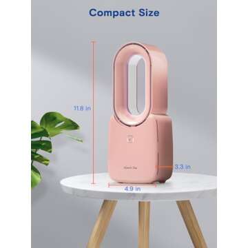 let'me Desk Fan, 11.8 Inch Bladeless Fan Mini Office Fan 4 Speeds with 5-Colors Ambient Light, USB Table Fan Small Quiet for Home, Bedroom,Dorm