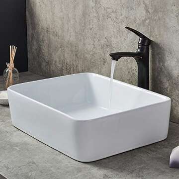 Ufaucet Modern White Rectangular Vessel Bathroom Sink