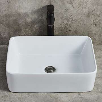 Ufaucet Modern White Rectangular Vessel Bathroom Sink
