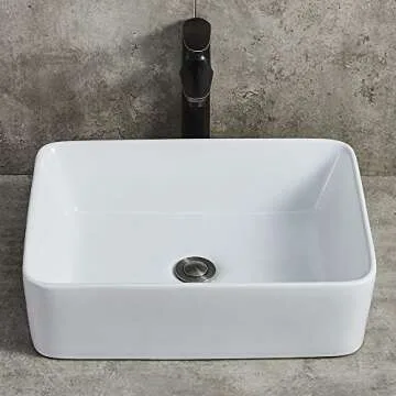 Ufaucet Modern White Rectangular Vessel Bathroom Sink