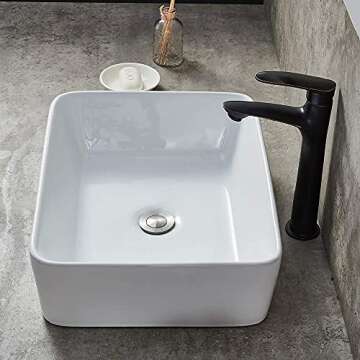 Ufaucet Modern White Rectangular Vessel Bathroom Sink