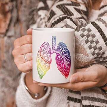 TWISTED ENVY 11 OZ Ceramic Coffee Mugs - Colour Lungs Prints Funny Design Tea Cup - Novelty Gifts fo...