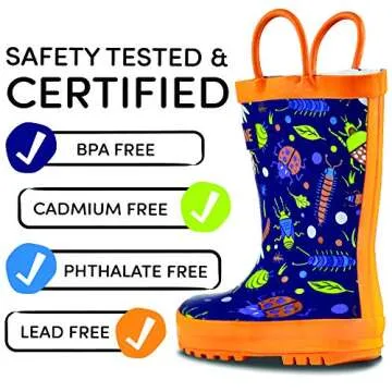 Lone Cone Rain Boots with Easy-On Handles in Fun Patterns for Toddlers and Kids, Beetle Boots, Beetle Boots, Beetle Boots, 9 Toddler