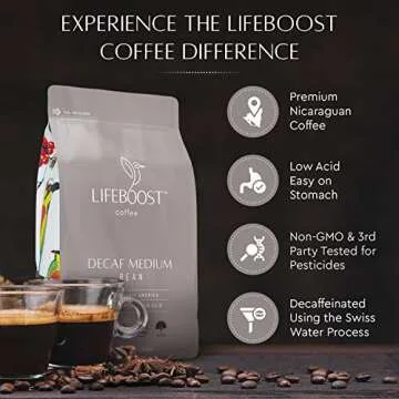 Lifeboost Organic Medium Decaf Coffee Beans - Whole Bean