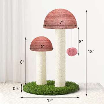 DONORO 18" Mushroom Cat Scratching Post for Kittens