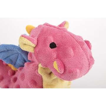 goDog Bubble Plush Dragons Squeaky Dog Toy, Chew Guard Technology - Coral, Small