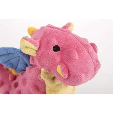 goDog Bubble Plush Dragons Squeaky Dog Toy, Chew Guard Technology - Coral, Small
