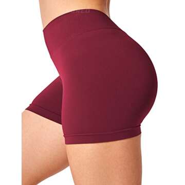 YEOREO Workout Scrunch Shorts Women V Back Gym Shorts Butt Lifting Liz High Waisted Seamless Shorts Wine Red S