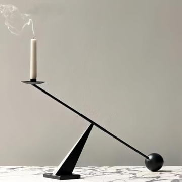 TerkCo Black Metal Modern Candlestick Holders for Decor