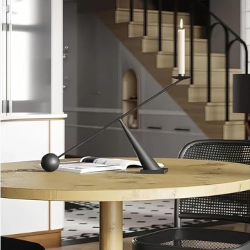 TerkCo Black Metal Modern Candlestick Holders for Decor