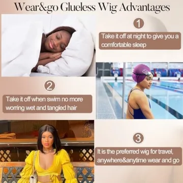 AISI Bob Wig Human Hair Glueless Pre Plucked 8 Inch