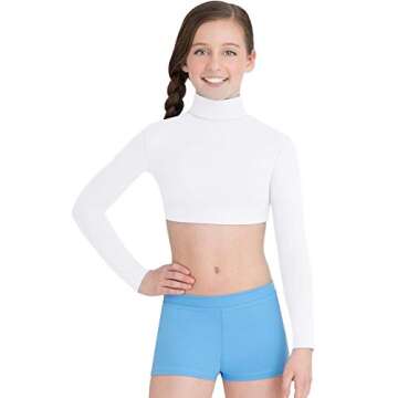 Capezio Girls' Turtleneck Crop Top for Cheer and Dance