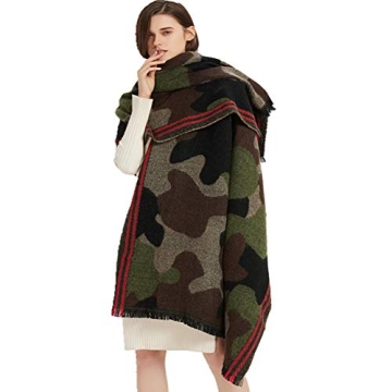 SEPTEMBER HOME Camo Pashmina Winter Scarf Camoflauge Blanket Outdoor Fashion Scarf Wraps Shawl Handmade Scarves for Woman Man (Camo)