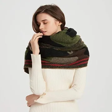 SEPTEMBER HOME Camo Pashmina Winter Scarf Camoflauge Blanket Outdoor Fashion Scarf Wraps Shawl Handmade Scarves for Woman Man (Camo)