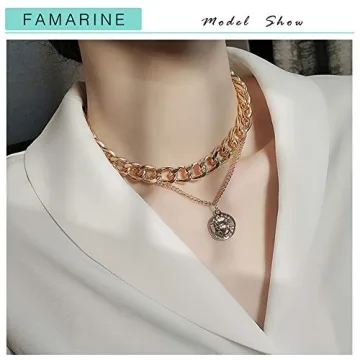 FAMARINE Gold Choker Chain Necklace for Women and Men