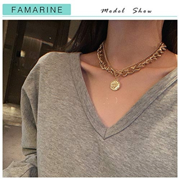 FAMARINE Gold Choker Chain Necklace for Women and Men