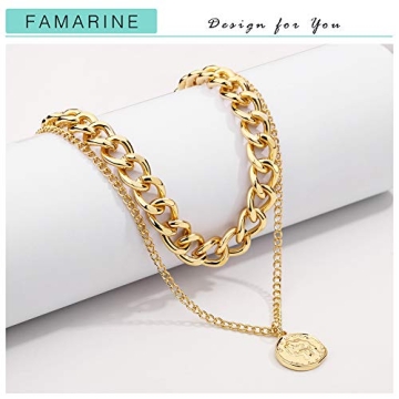 FAMARINE Gold Choker Chain Necklace for Women and Men