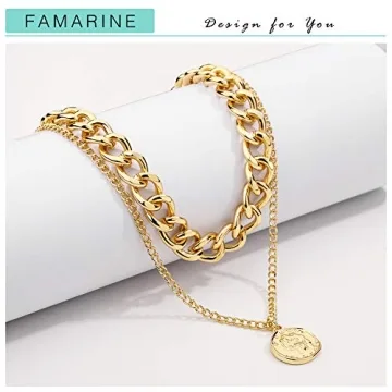 FAMARINE Gold Choker Chain Necklace for Women and Men