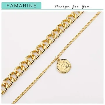 FAMARINE Gold Choker Chain Necklace for Women and Men