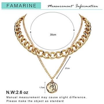 FAMARINE Gold Choker Chain Necklace for Women and Men