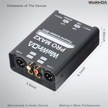 WisWinDa Pro Max2 2Channels XLR/RCA/TS/TRS Passive Hum Eliminator Box for Audio Equipments Ground Loop Isolator Noise Filter for Different Audio Systems Using (WDISO-Pro Max2)